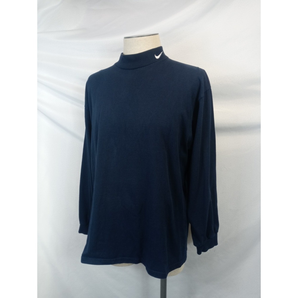 Vintage Nike Made in USA Mock Neck Shirt L 90s Y2K Gorpcore Swoosh Blue